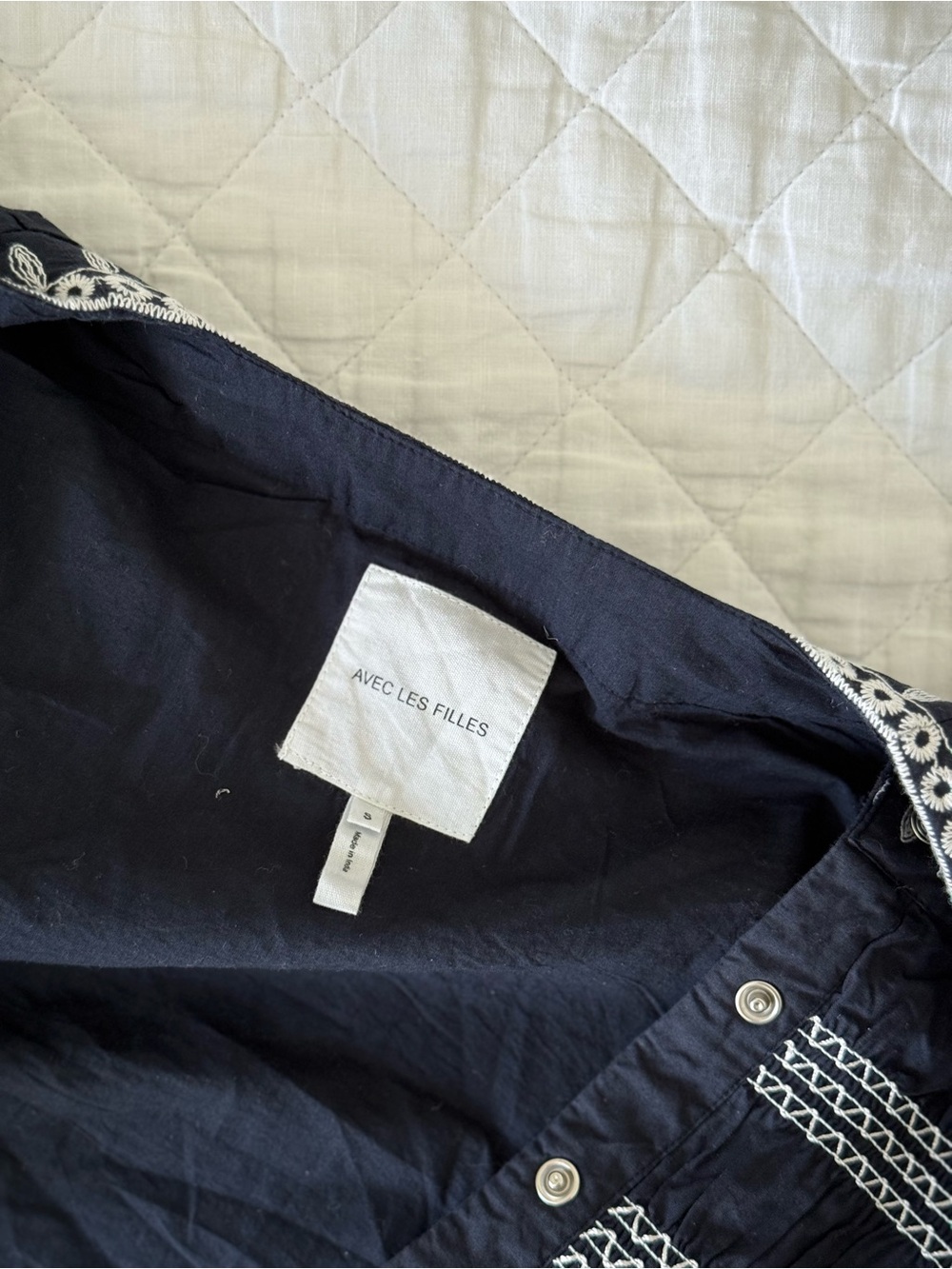 Avec Les Filles Navy Blue Embroidered Peasant Jacket - Picture 2 of 2